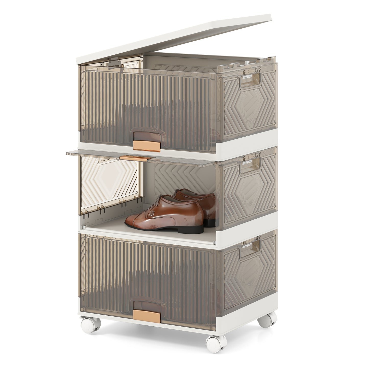3/4/5/6-Cube Stackable Storage Bins with Detachable Wheels-3 Cube, White Shoe Racks & Storage Benches at Gallery Canada