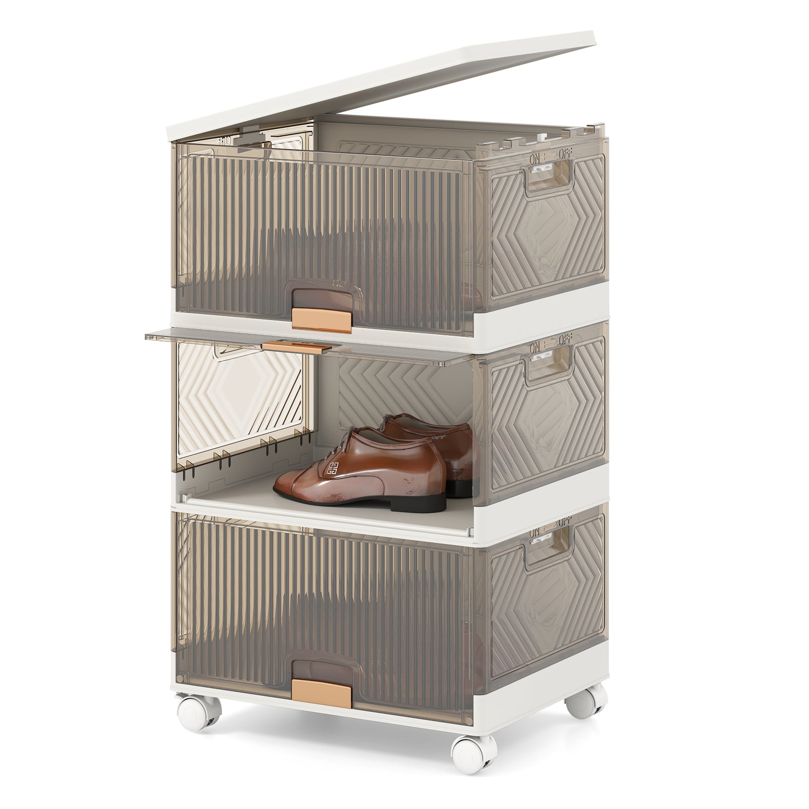 3/4/5/6-Cube Stackable Storage Bins with Detachable Wheels-3 Cube, White Shoe Racks & Storage Benches at Gallery Canada