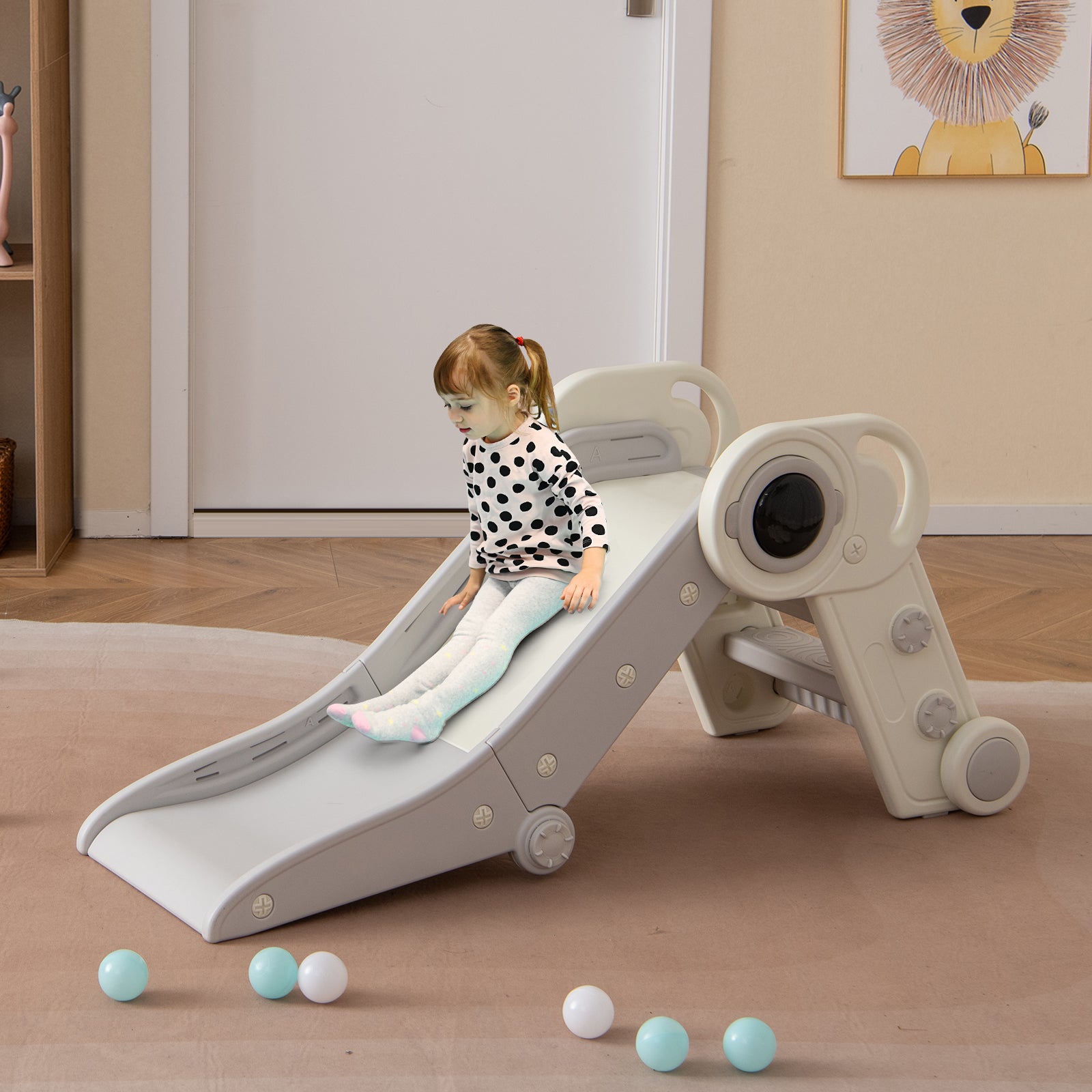 2 in 1 Baby Slide with Climber for Toddlers Age 18+ Months, Gray Climbers & Slides at Gallery Canada