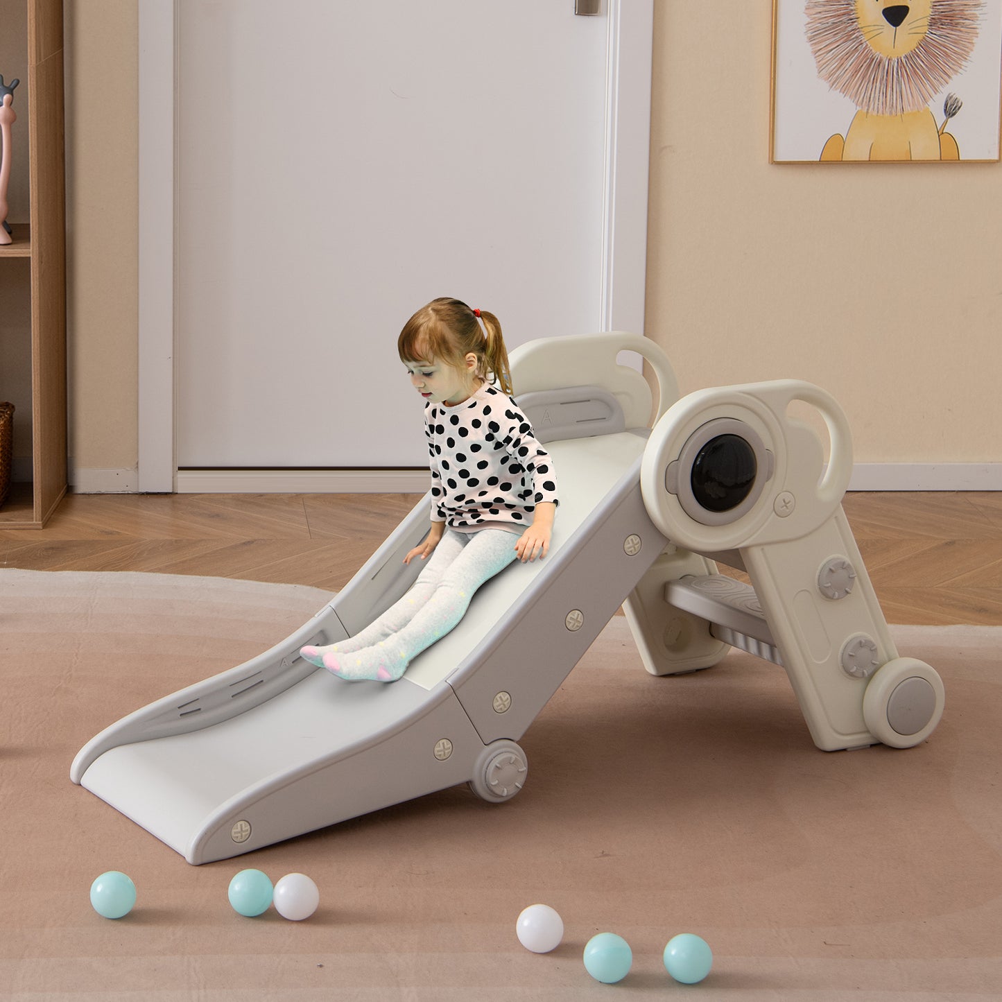 2 in 1 Baby Slide with Climber for Toddlers Age 18+ Months, Gray Climbers & Slides at Gallery Canada