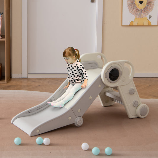 2 in 1 Baby Slide with Climber for Toddlers Age 18+ Months, Gray Climbers & Slides Gray at Gallery Canada