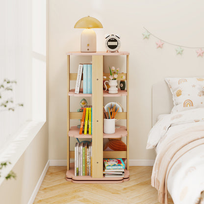 3-Tier Freestanding Corner Toddler Book Rack with 12 Sectors, Pink Kids Storage at Gallery Canada