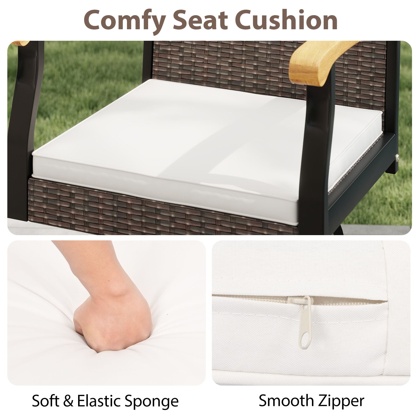 Set Of 2 Outdoor Swivel Bar Stools, With Cushion And Acacia Wood Armrests, Brown Patio Bar Furniture at Gallery Canada