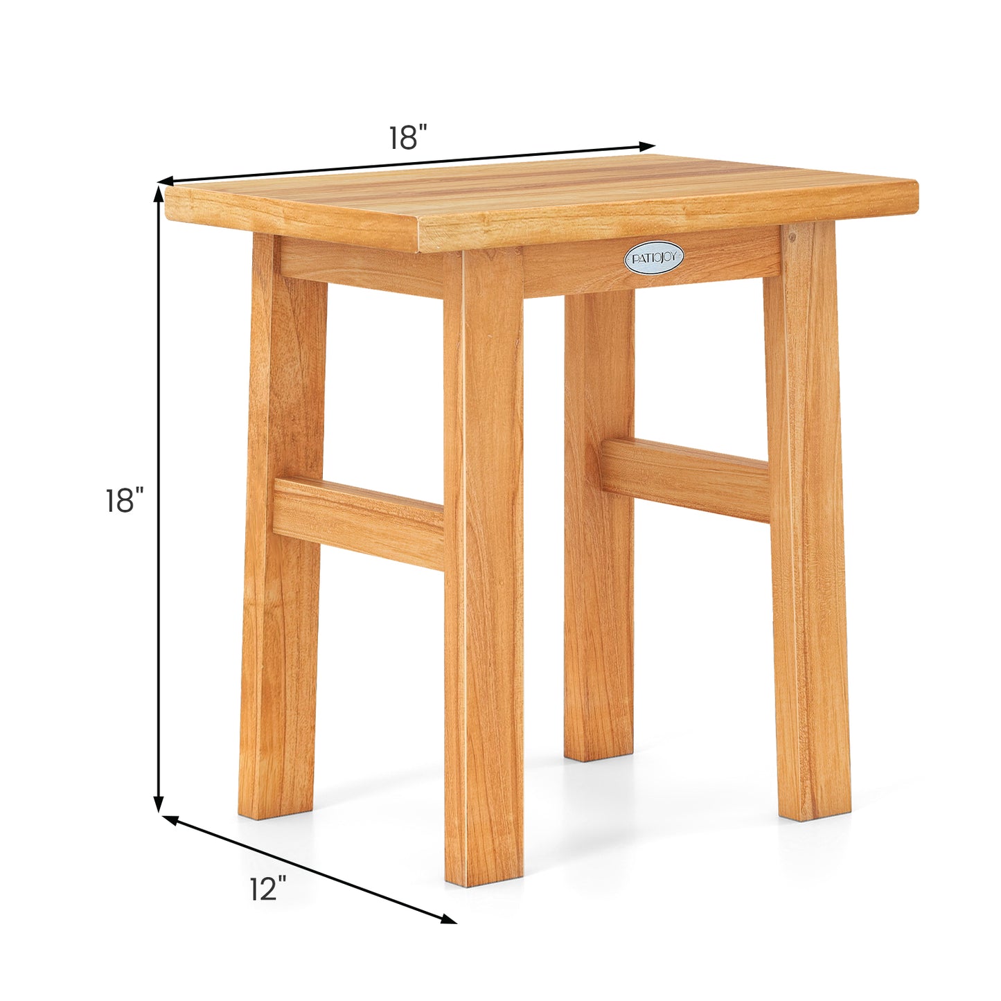 18 Inch Teak Shower Bench Spa Bath Stool for Shaving Legs, Natural Bath Safety at Gallery Canada