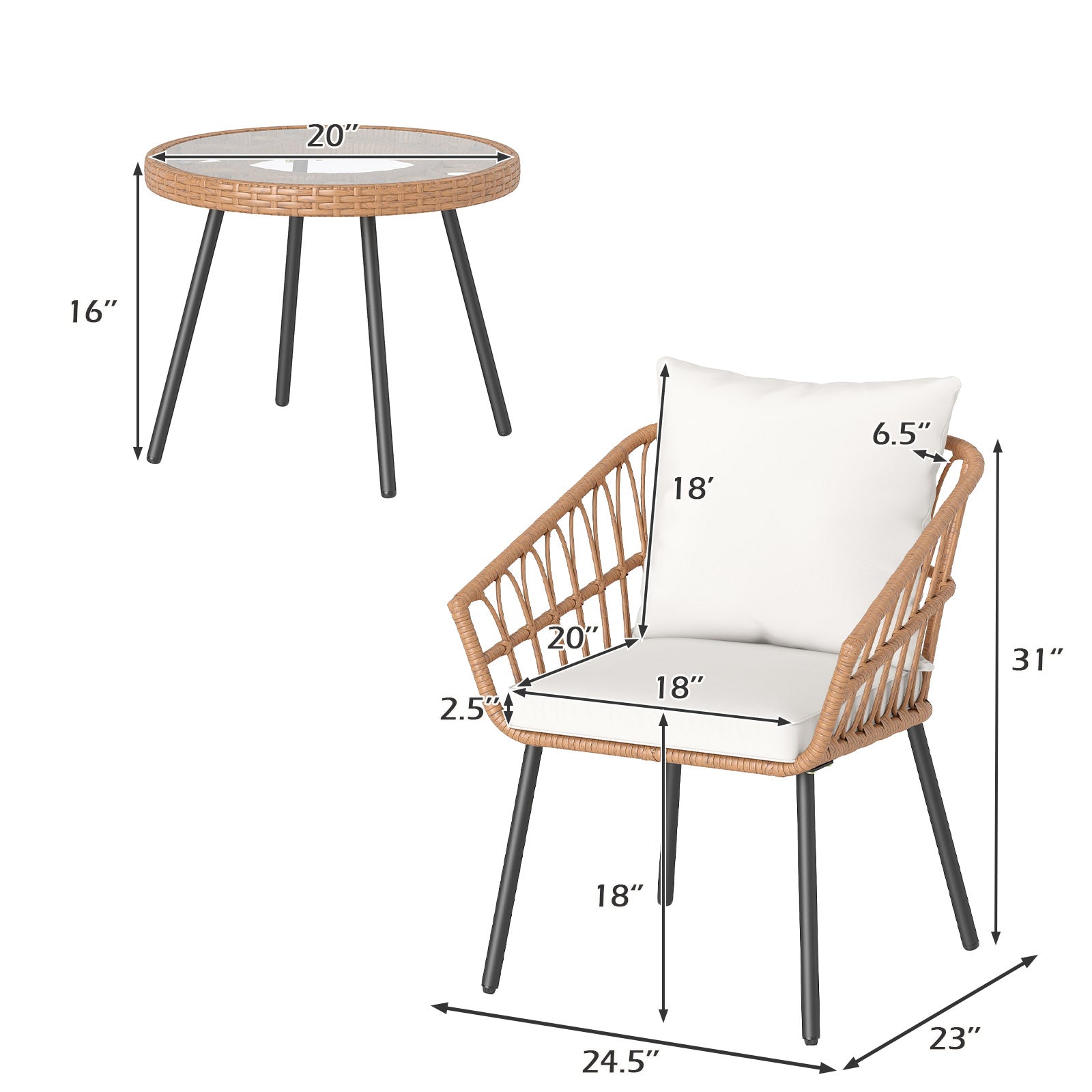 3 Piece Patio Bistro Set, Heavy Duty Metal Frame, Beige Patio Conversation Sets at Gallery Canada