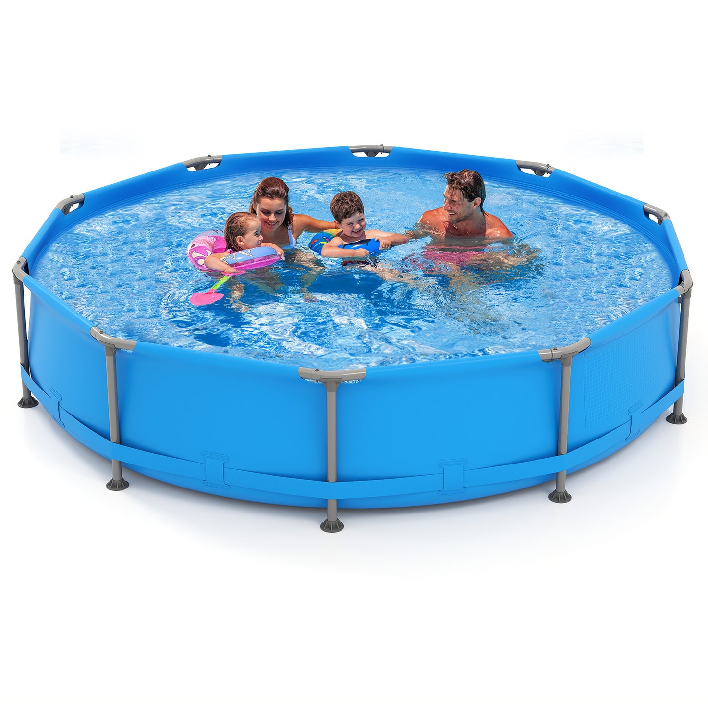 690/978/1158/1617 Gal Outdoor Family Swimming Pool with Metal Frame-12 ft, Blue Swimming Pools at Gallery Canada