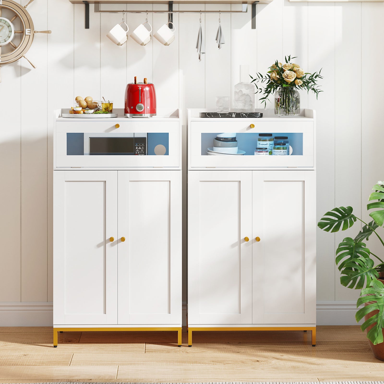 Kitchen Pantry Cabinet Freestanding Food Storage Cupboard, White Sideboards Cabinets & Buffets at Gallery Canada