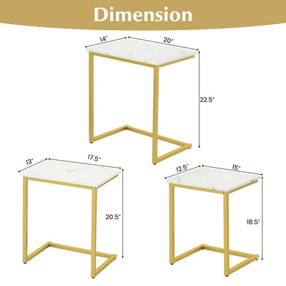 3 Pieces Multifunctional Coffee End Table Set, White Living Room at Gallery Canada