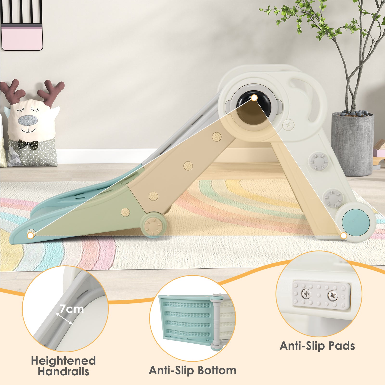 2 in 1 Baby Slide with Climber for Toddlers Age 18+ Months, Blue Climbers & Slides at Gallery Canada