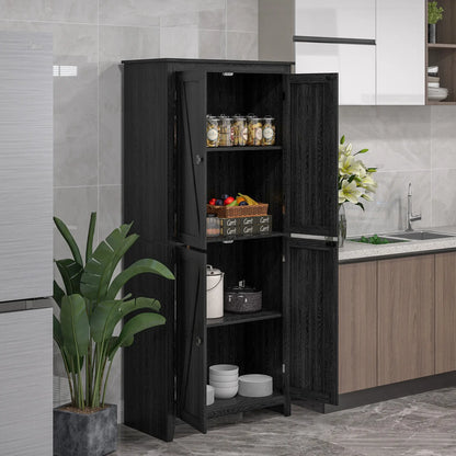 72" Freestanding Storage Cabinet, Kitchen Pantry with Doors, Shelves, Black Kitchen Pantry Cabinets at Gallery Canada