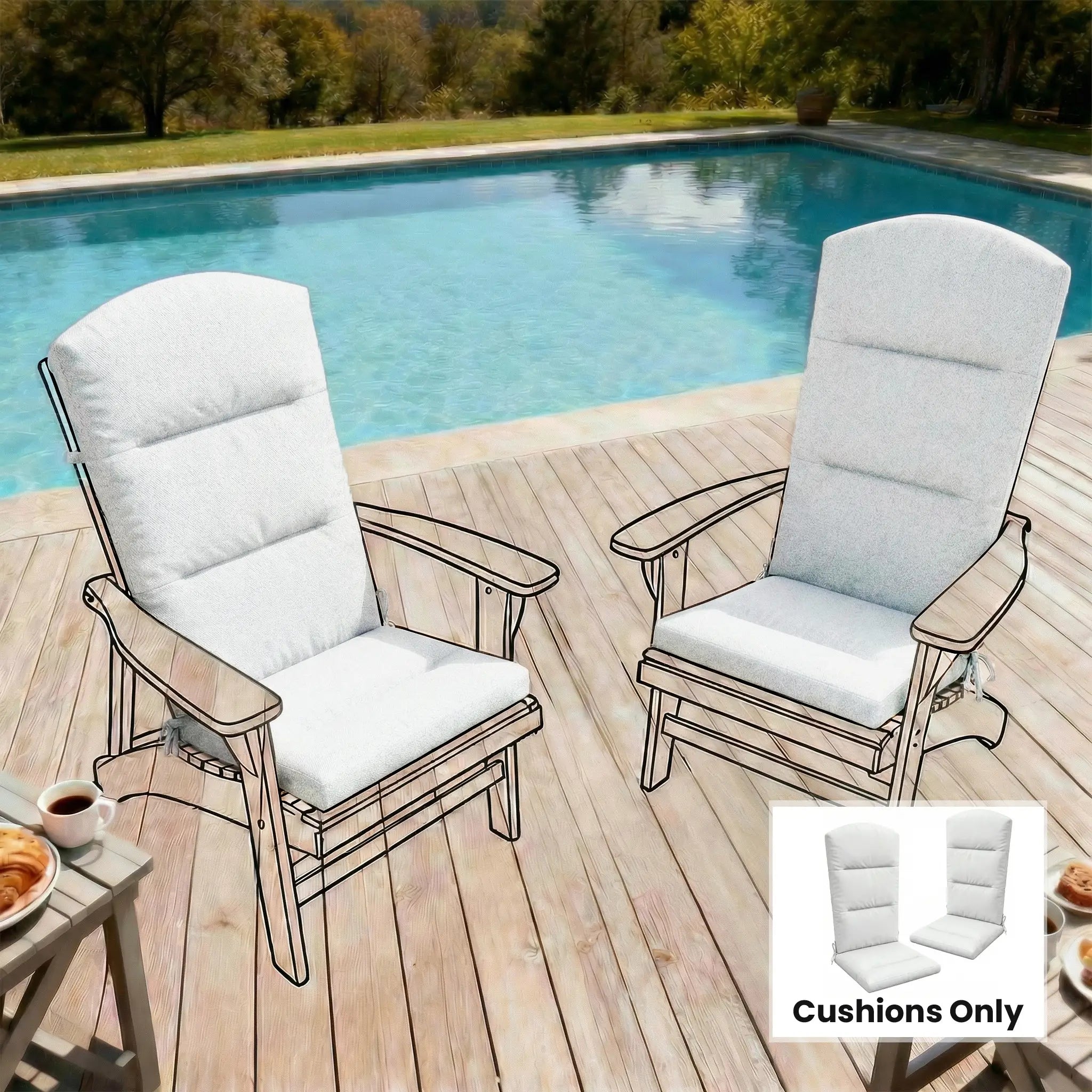 Adirondack Chair Replacement Cushion, With Back And Ties, Light Grey Patio Chair Cushions at Gallery Canada