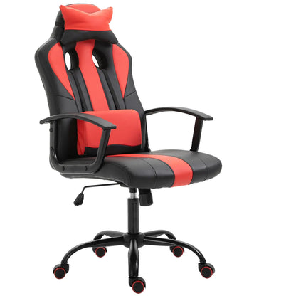 High Back Racing Style Gaming Chair, Adjustable PU Leather, Lumbar Support, Red Video Game Chairs at Gallery Canada