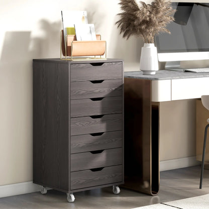 7-Drawer Vertical File Cabinet, 18.7"x15.6"x35.4", Wood Grain, Grey Office Cabinets & Cupboards at Gallery Canada