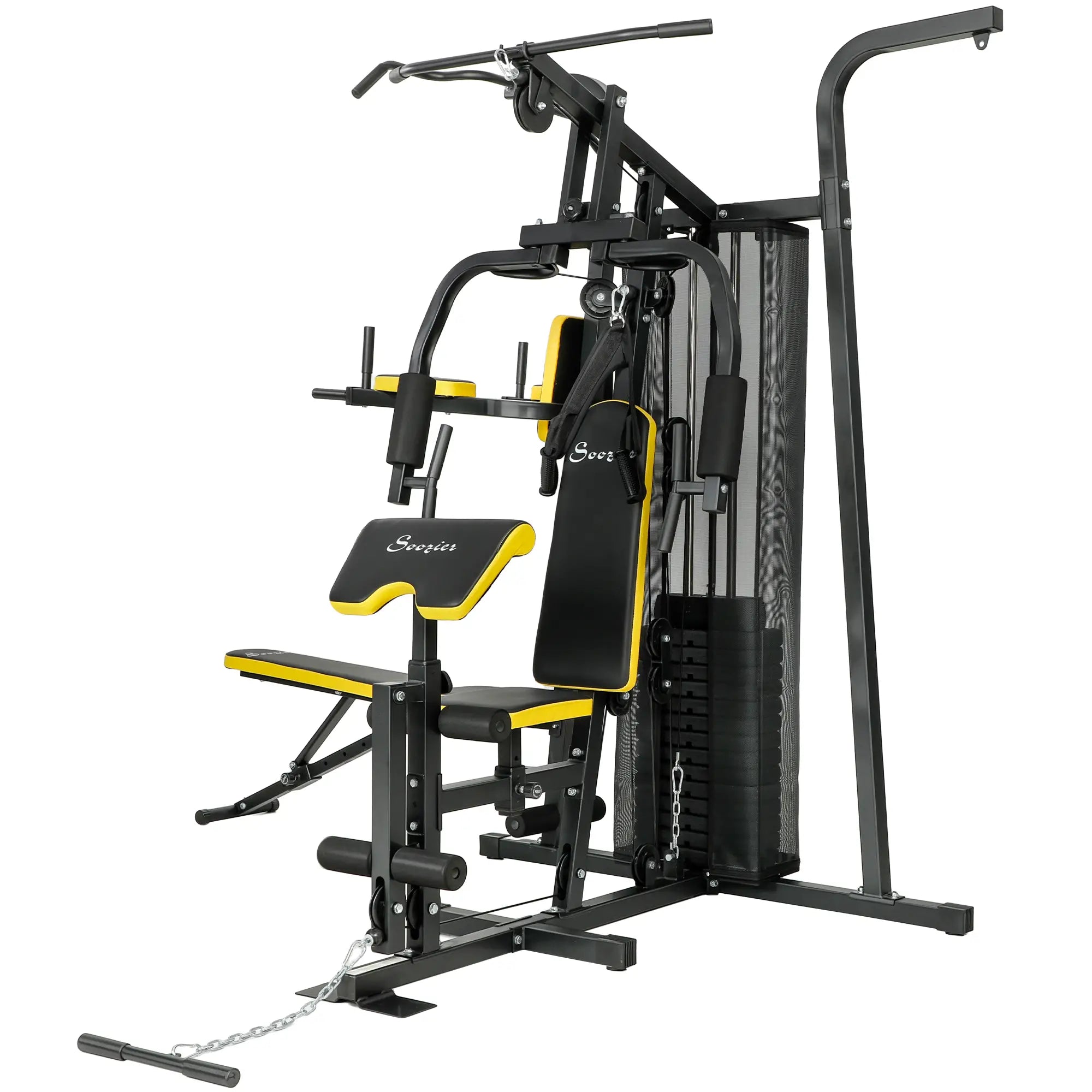 Smith Machine, Multi Home Gym with Weight Stack and Pulley System Power Towers Yellow at Gallery Canada