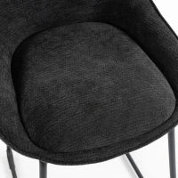 Chenille Bar Stools Set of 2 Counter Height Chairs, Black