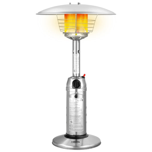 11,000 BTU Portable Tabletop Patio Propane Heater, Silver Patio Heaters Silver at Gallery Canada