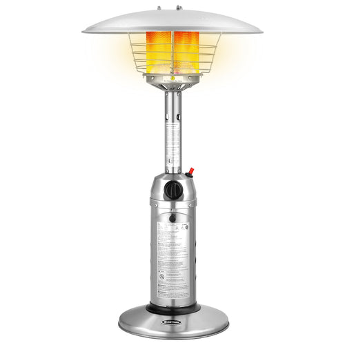 11,000 BTU Portable Tabletop Patio Propane Heater, Silver