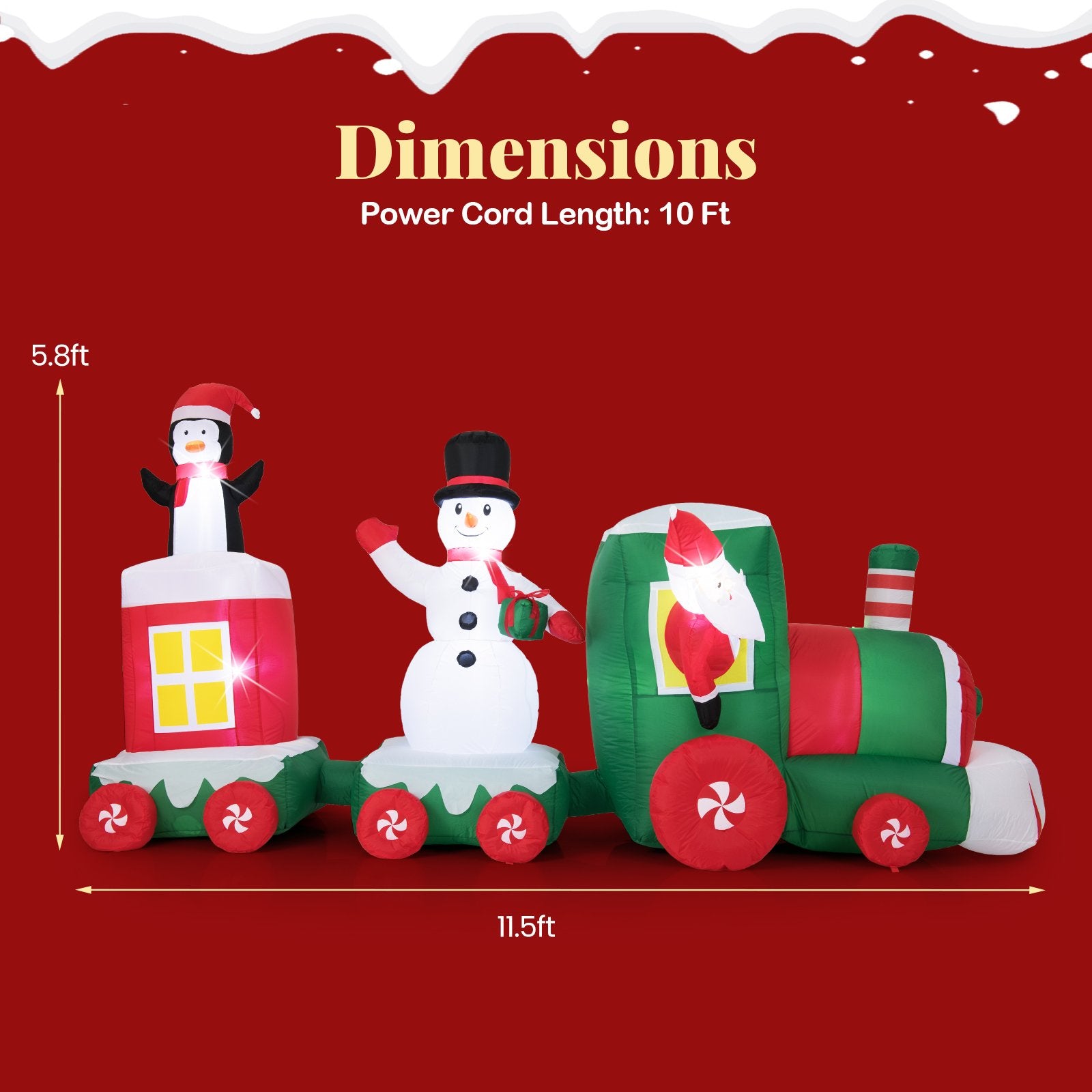 11.5 FT Christmas Inflatables Train Blow Up Santa Claus Driving Train, Multicolor Christmas Inflatables at Gallery Canada