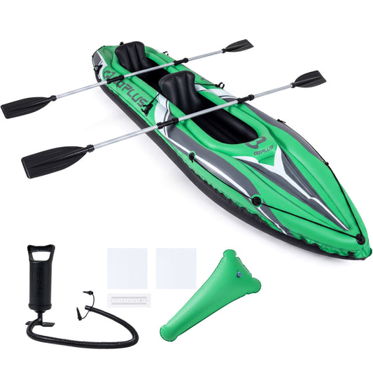 11.5 Feet Inflatable Kayak 2 Person Heavy Duty with Aluminum Paddles, Green Water Sports Green at Gallery Canada