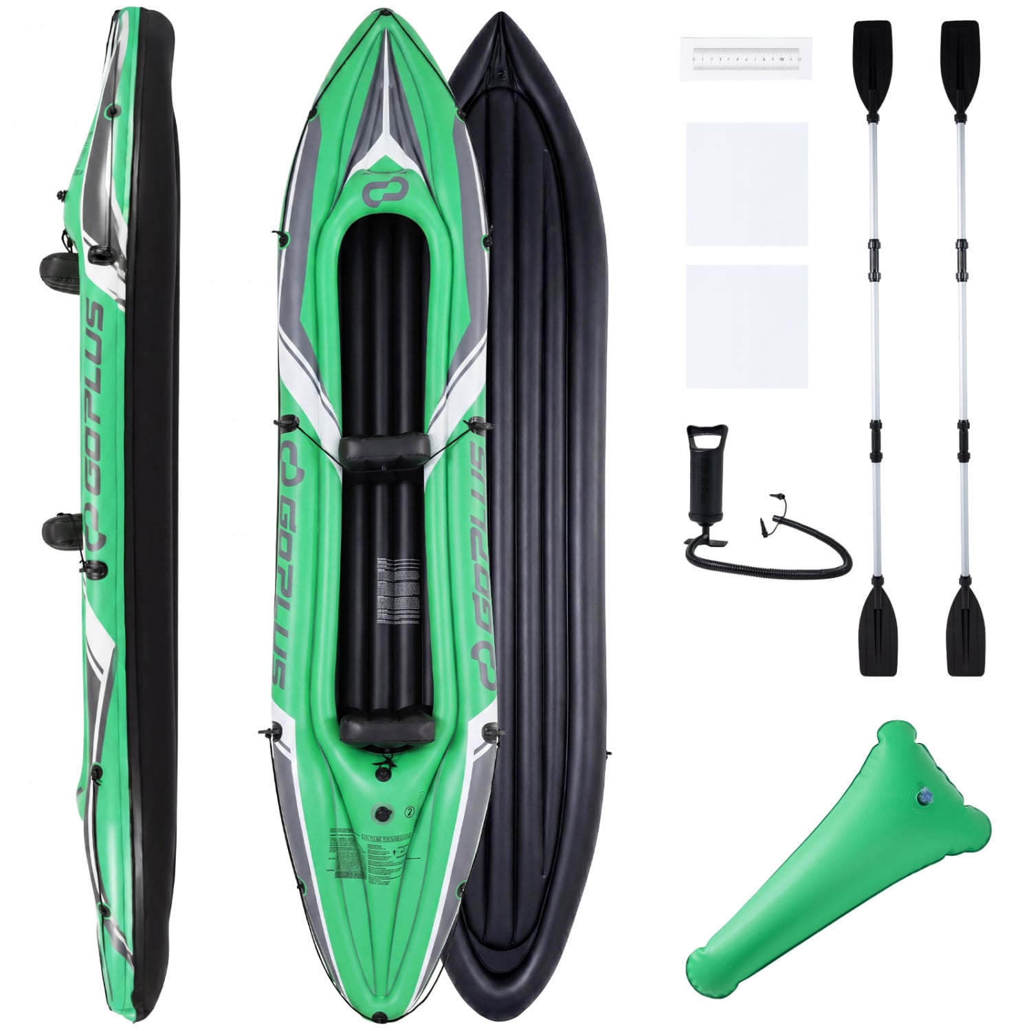 11.5 Feet Inflatable Kayak 2 Person Heavy Duty with Aluminum Paddles, Green Water Sports at Gallery Canada