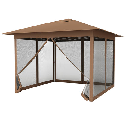11.5 X 11.5 FT Pop-Up Canopy With Mesh Screen, Brown Canopies Brown at Gallery Canada