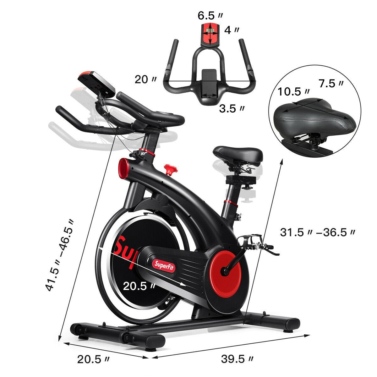 Stationary Exercise Bike Silent Belt with 20LBS Flywheel, Black Exercise Bikes at Gallery Canada