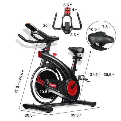 Stationary Exercise Bike Silent Belt with 20LBS Flywheel, Black Exercise Bikes at Gallery Canada