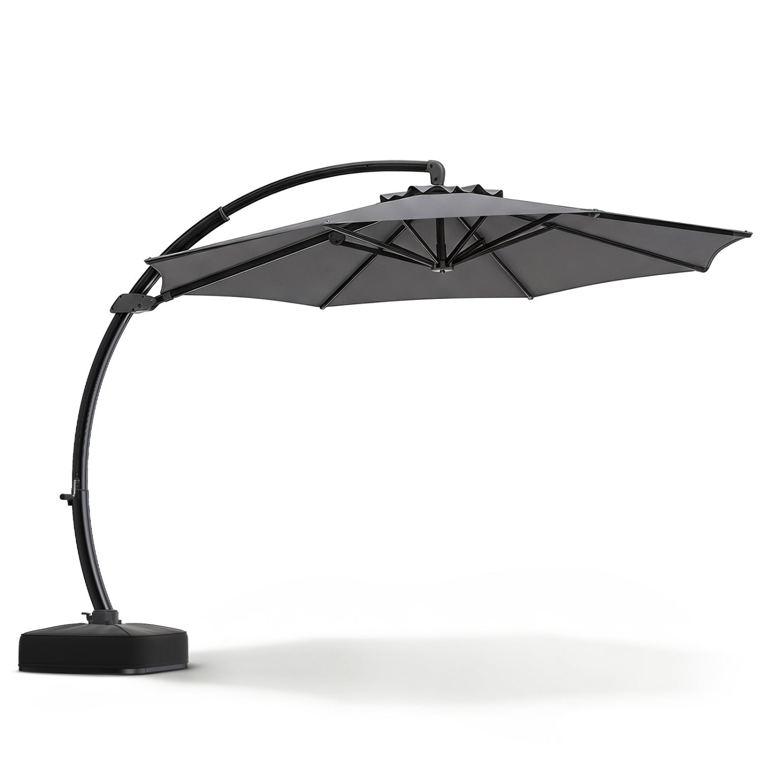 11 FT Cantilever Patio Umbrella with Base with 360° Rotation and Tilt Adjustment, Gray Outdoor Umbrellas at Gallery Canada