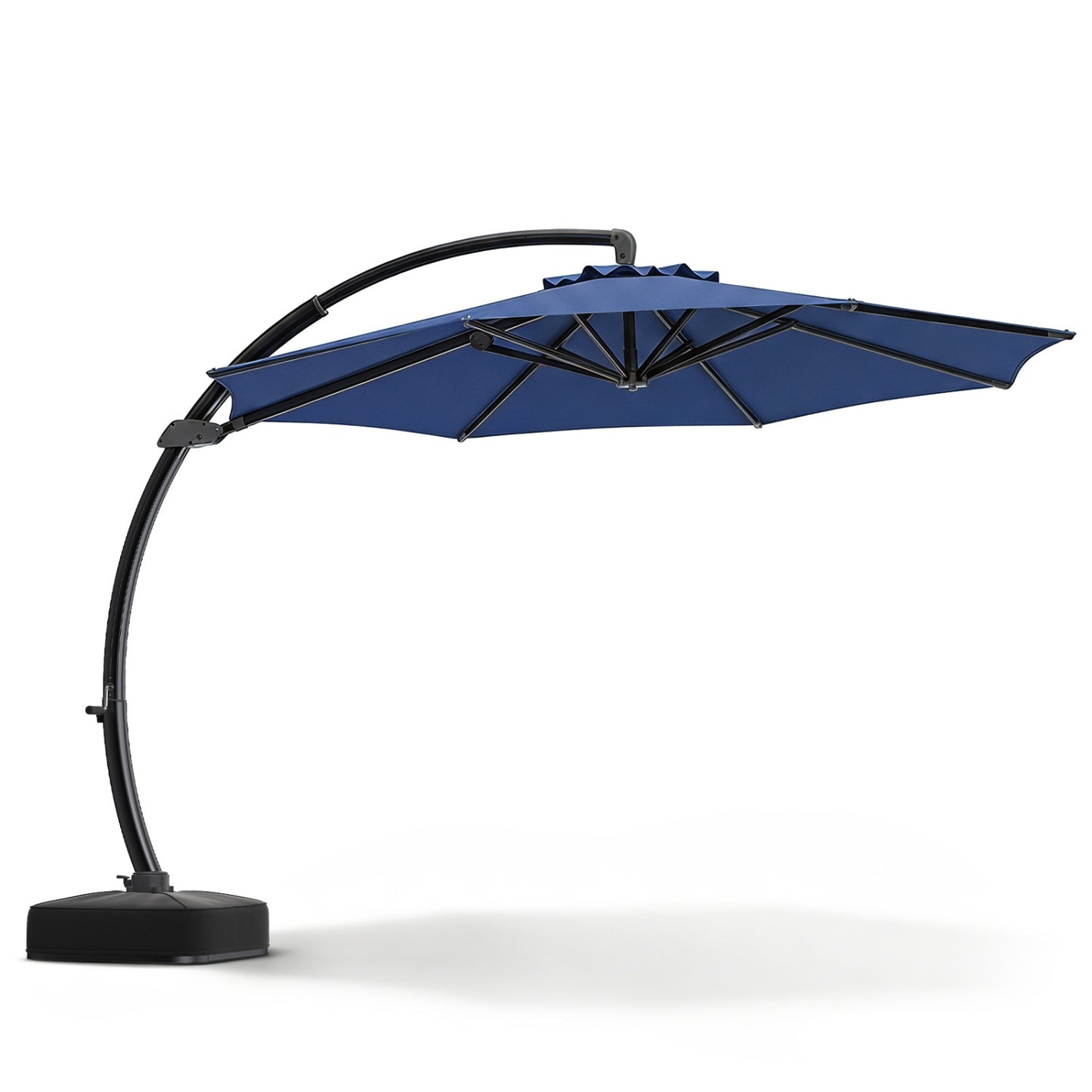11 FT Cantilever Patio Umbrella with Base with 360° Rotation and Tilt Adjustment, Navy Outdoor Umbrellas at Gallery Canada