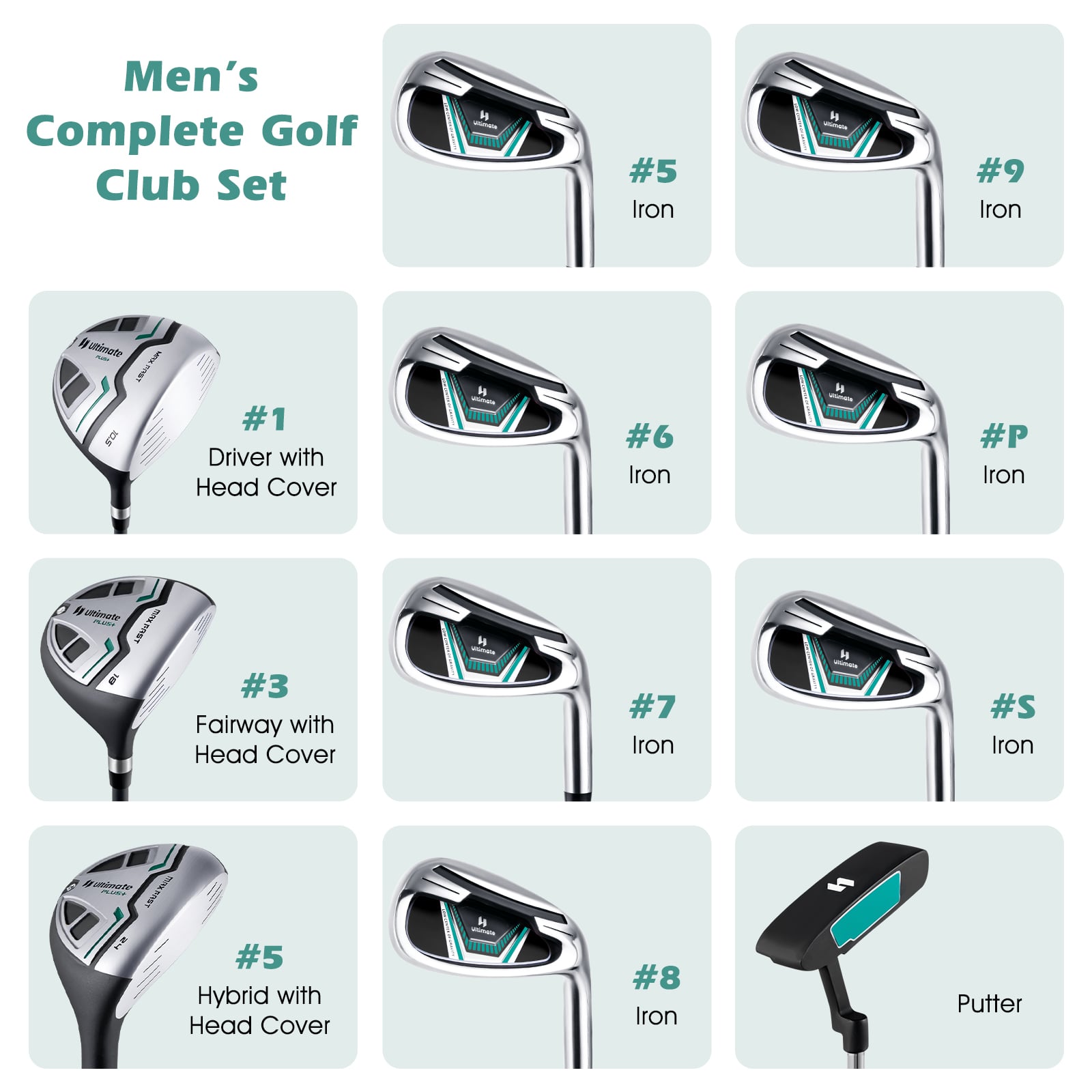 11 Piece Golf Club Set, Green Golf at Gallery Canada