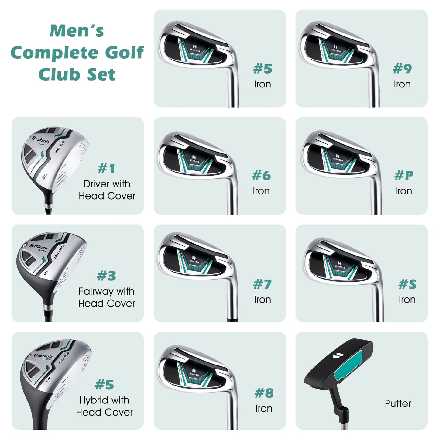 11 Piece Golf Club Set, Green Golf at Gallery Canada