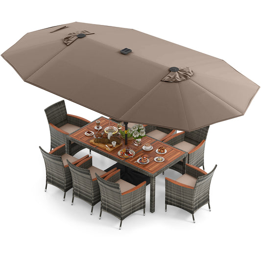 Patio Dining Set, 11 Pieces, 15 Feet, Tan
