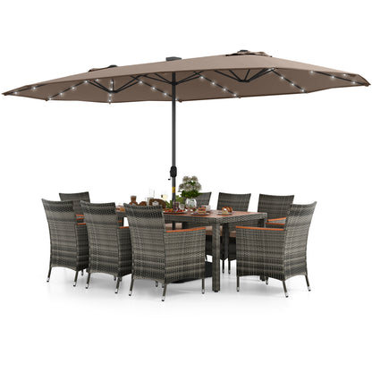 11 Pieces Patio Dining Set with 15 Feet Double-Sided Patio Umbrella Base Included, Tan Patio Dining Sets at Gallery Canada