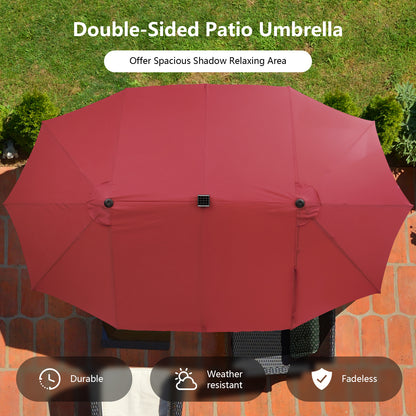 11 Pieces Patio Dining Set with 15 Feet Double-Sided Patio Umbrella Base Included, Wine Patio Dining Sets at Gallery Canada