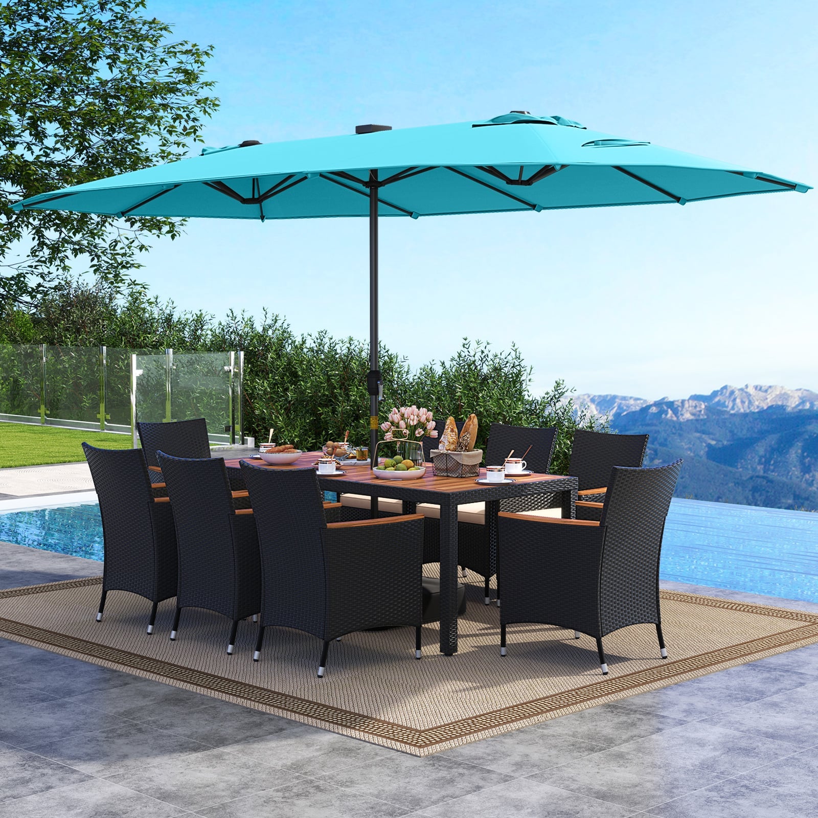 11 Piece Patio Dining Set, Beige, Turquoise Patio Dining Sets at Gallery Canada