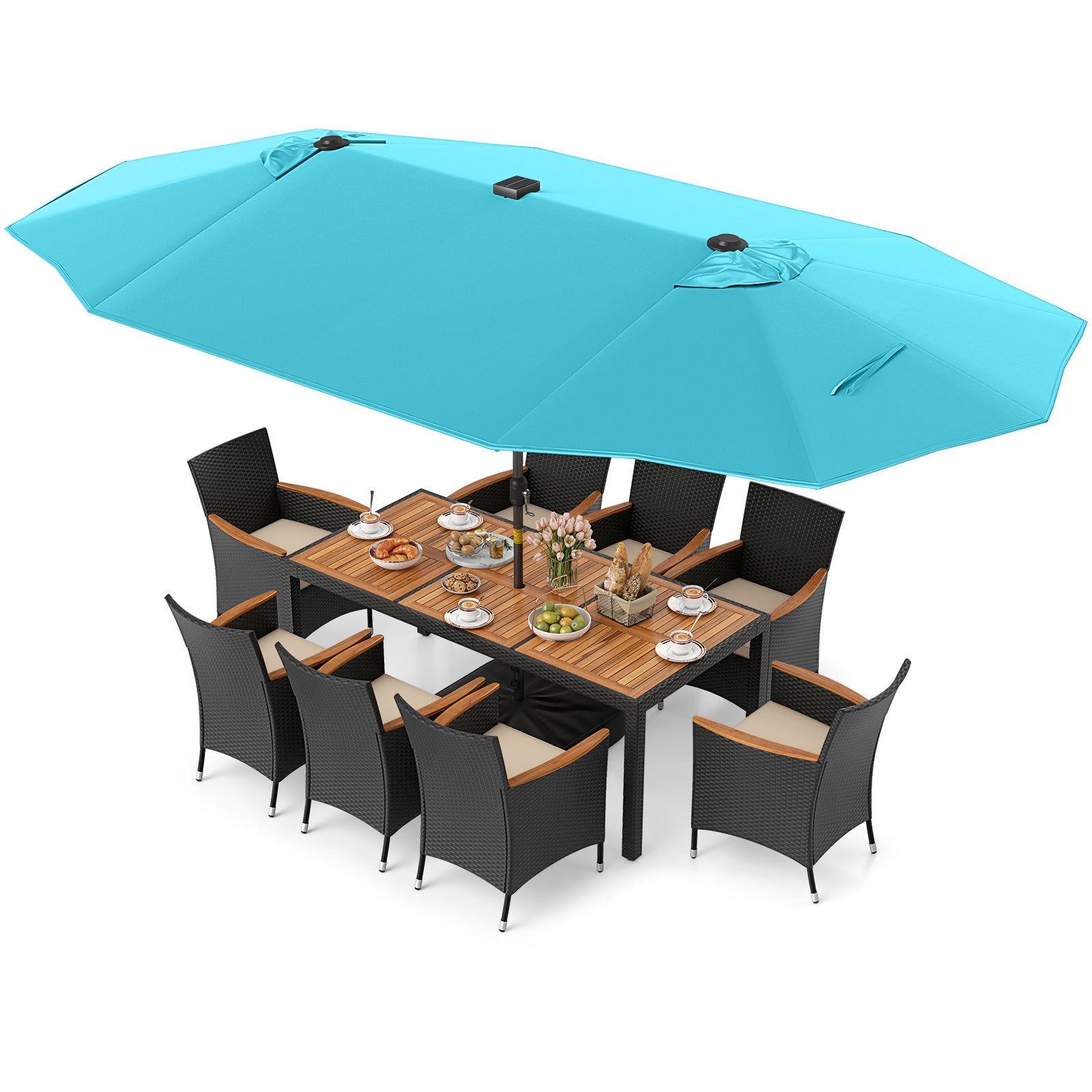 11 Piece Patio Dining Set, Beige, Turquoise Patio Dining Sets at Gallery Canada