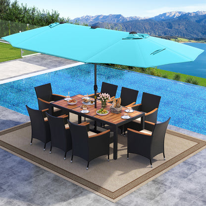 11 Piece Patio Dining Set, Beige, Turquoise Patio Dining Sets at Gallery Canada