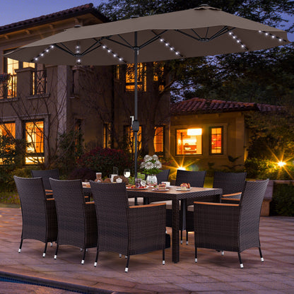 11 Piece Patio Dining Set, 15 Ft Double-Sided Umbrella With Base Patio Dining Sets at Gallery Canada
