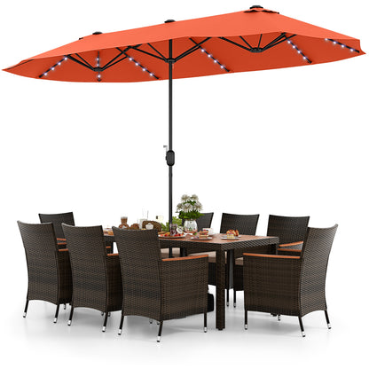 11 Piece Patio Dining Set, 15 Ft Double Sided Umbrella With Base, Orange Patio Dining Sets at Gallery Canada