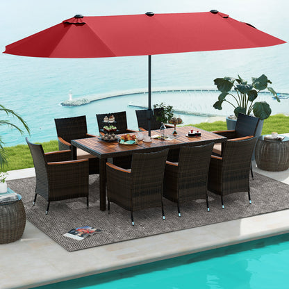 11-Piece Patio Dining Set, 15 Ft Double-Sided Umbrella, Wine Patio Dining Sets at Gallery Canada