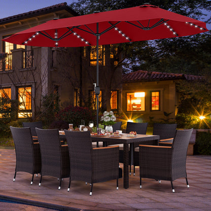 11-Piece Patio Dining Set, 15 Ft Double-Sided Umbrella, Wine Patio Dining Sets at Gallery Canada