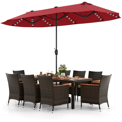 11-Piece Patio Dining Set, 15 Ft Double-Sided Umbrella, Wine Patio Dining Sets at Gallery Canada