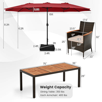 11-Piece Patio Dining Set, 15 Ft Double-Sided Umbrella, Wine Patio Dining Sets at Gallery Canada