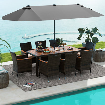 11 Piece Patio Dining Set, 15 Ft Umbrella, Gray Patio Dining Sets at Gallery Canada