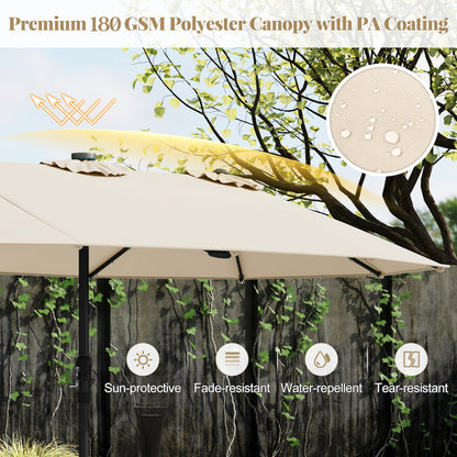 11 Piece Patio Dining Set With LED Umbrella, Base, Cushions, Beige Patio Dining Sets at Gallery Canada