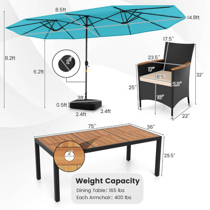 11 Piece Patio Dining Set, Beige, Turquoise Patio Dining Sets at Gallery Canada