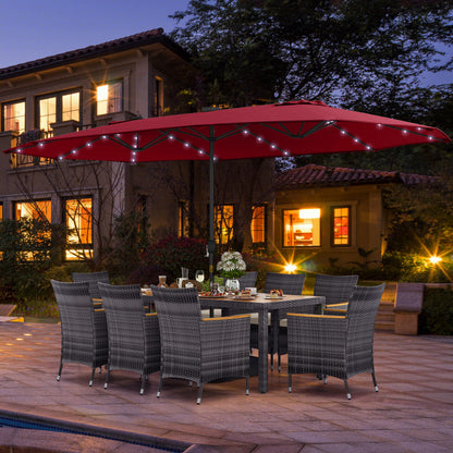 11-Piece Patio Dining Set, 15-Foot Double-Sided Umbrella Base, Wine Patio Dining Sets at Gallery Canada