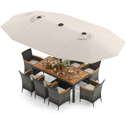 11-Piece Patio Dining Set, 15 Ft Umbrella Base, Beige Patio Furniture Sets at Gallery Canada
