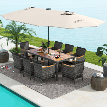 11-Piece Patio Dining Set, 15 Ft Umbrella Base, Beige Patio Furniture Sets at Gallery Canada