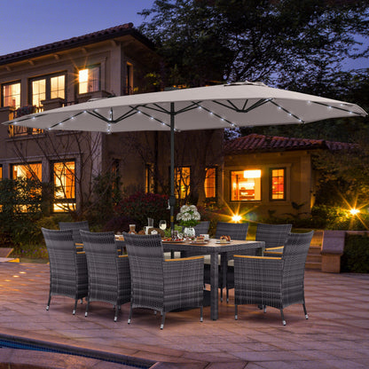 11-Piece Patio Dining Set, 15 Ft Umbrella Base, Beige Patio Furniture Sets at Gallery Canada